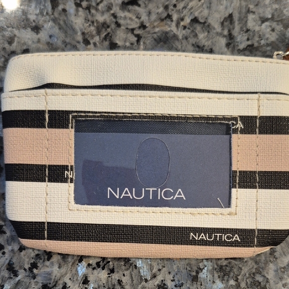 Nautica Tan and Black Striped Card Holder RFID Protected - Picture 5 of 5